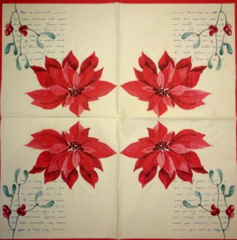085 Christmas Flowers - 3-ply (cream/Edge grün) - Ihr
